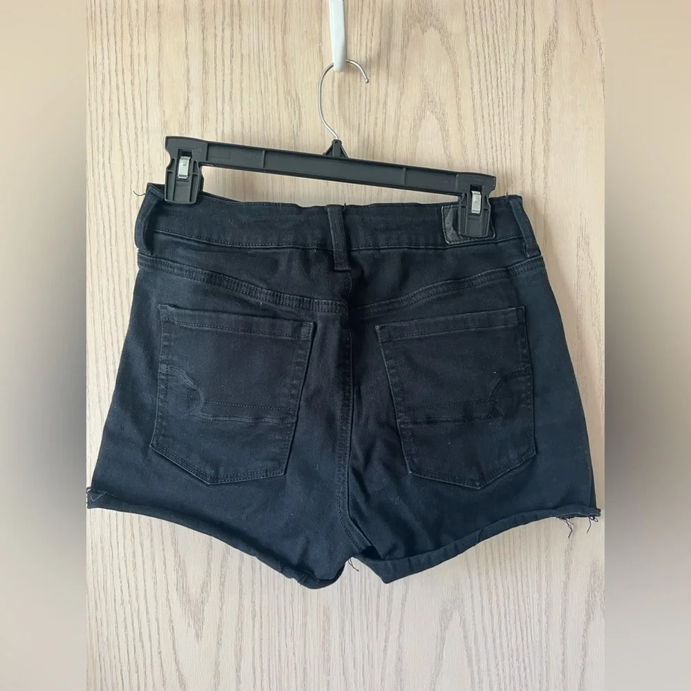 American Eagle Black Denim Distressed Shorts